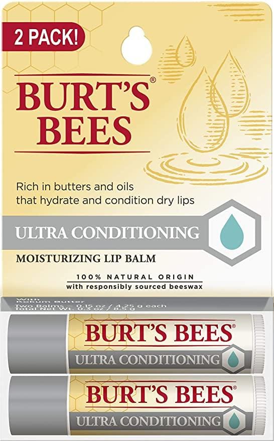 Burt's Bees 100% Natural Moisturizing Lip Balm, Ultra Conditioning with Kokum Butter, Shea Butter & Cocoa Butter - 2 Tubes