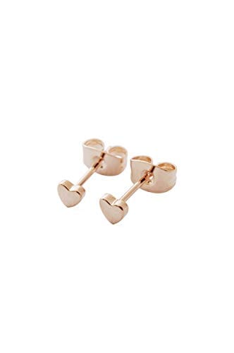 HONEYCAT Tiny Heart Stud Earrings in 18k Rose Gold Plated | Minimalist, Delicate Jewelry (RG)