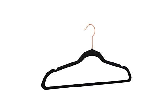 Amazon Basics Velvet Non-Slip Suit Clothes Hangers, Black/Rose Gold - Pack of 30