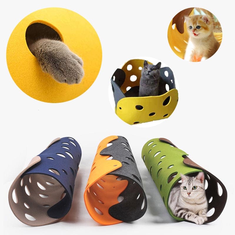 Cat Tunnel  Felt Pom Splicing Deformable Kitten Nest Cat Accessories