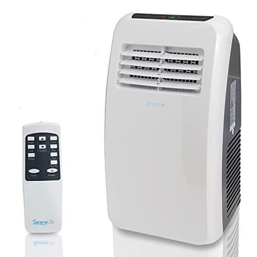 Portable Electric Air Conditioner Unit - 900W 8000 BTU Power Plug In AC Cold Indoor Room Conditioning System w/ Cooler, Dehumidifier, Fan, Exhaust Hose, Window Seal, Wheels, Remote - SereneLife SLPAC8