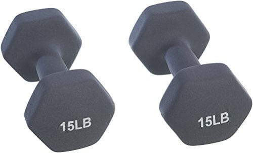 Amazon Basics Neoprene Dumbbell Hand Weights, 1 Pound Each, Red - Set of 2