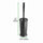 mDesign Compact Freestanding Plastic Toilet Bowl Brush and Holder for Bathroom Storage and Organization - Space Saving, Sturdy, Deep Cleaning, Covered Brush - Black