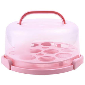 Products Cake Carrier, Ohuhu Cupcake Containers, Cake Stand with Lid, Portable Round Cake Container, Cake Holder with Handle Two Sided Base