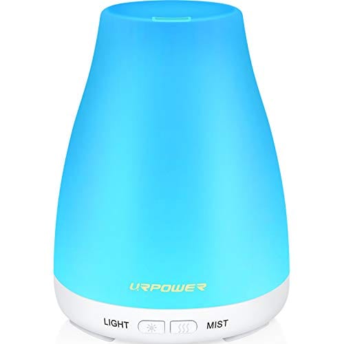URPOWER 2nd Version Essential Oil Diffuser,Aroma Essential Oil Cool Mist Humidifier with Adjustable Mist Mode,Waterless Auto Shut-Off and 7 Color Lights Changing for Home Office Baby