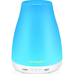 URPOWER 2nd Version Essential Oil Diffuser,Aroma Essential Oil Cool Mist Humidifier with Adjustable Mist Mode,Waterless Auto Shut-Off and 7 Color Lights Changing for Home Office Baby