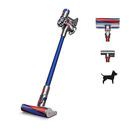 Flagship Dyson V7 Fluffy HEPA Cordless Stick Vacuum Cleaner: Combination/Crevic Tool, 2 Power Modes, 2 Tier Radial Cyclones, No-Touch Dirt Emptying, Docking Station (Blue) + iCarp Sponge Cloth