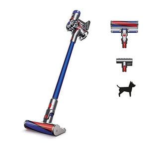 Flagship Dyson V7 Fluffy HEPA Cordless Stick Vacuum Cleaner: Combination/Crevic Tool, 2 Power Modes, 2 Tier Radial Cyclones, No-Touch Dirt Emptying, Docking Station (Blue) + iCarp Sponge Cloth