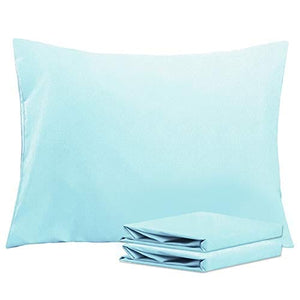 NTBAY Standard Pillowcases for Kids Set of 2, 100% Brushed Microfiber, Soft and Cozy, Wrinkle, Fade, Stain Resistant with Envelope Closure, 20 x 26 Inches, Aqua