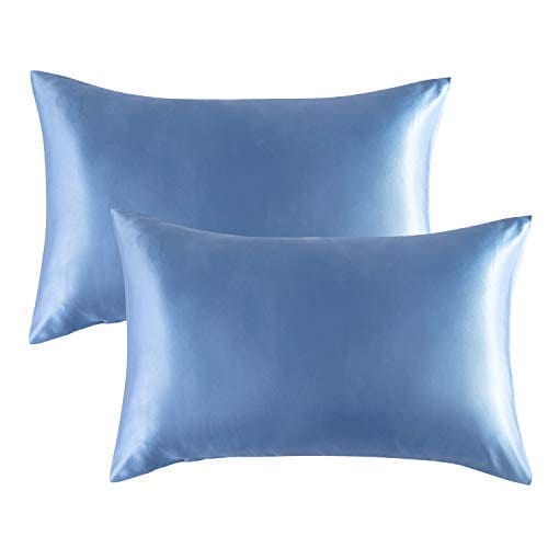 Bedsure Satin Pillowcases Standard Set of 2 - Airy Blue Pillow Cases for Hair and Skin 20x26 inches, Satin Pillow Covers 2 Pack with Envelope Closure