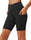 Aoliks Women's High Waist Yoga Short Side Pocket Workout Tummy Control Bike Shorts Running Exercise Spandex Leggings (Black, S)