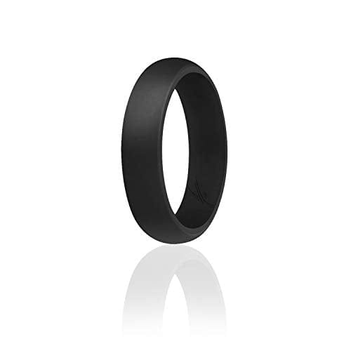 ROQ Silicone Wedding Ring For Women, Affordable Silicone Rubber Band, Black - Size 4