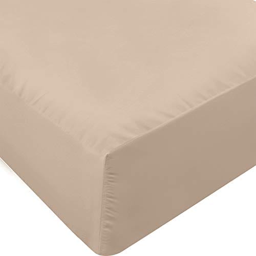Utopia Bedding Fitted Sheet - Soft Brushed Microfiber - Deep Pockets, Shrinkage and Fade Resistant - Easy Care - 1 Fitted Sheet Only (Twin, Beige)