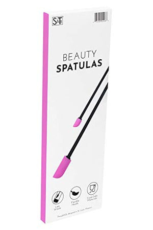 S&T INC. Beauty Spatulas, 2 Piece Set, Large and Small Sizes for Beauty and Kitchen, Black/Pink