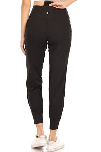 Leggings Depot JYL19-BLACK-S ActiveFlex Slim-fit Joggers with Pockets, Small