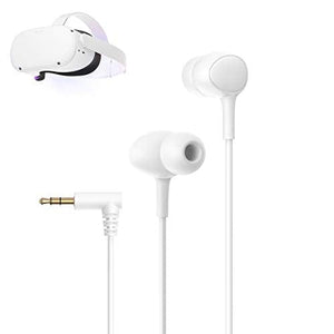 Amavasion VR Gaming Earphones for Oculus Quest 2 (3D 360 Degree Sound) Custom-Length Cable - Quest 2 White