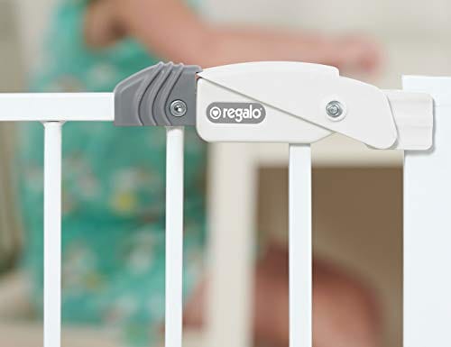 Regalo Easy Step 38.5-Inch Extra Wide Walk Thru Baby Gate, Includes 6-Inch Extension Kit, 4 Pack Pressure Mount Kit, 4 Pack Wall Cups and Mounting Kit