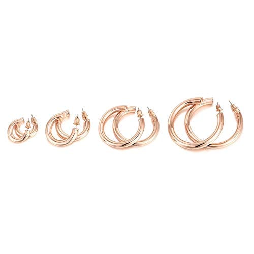 Pavoi 14k Gold Hoop Earrings For Women 20mm | Thick Infinity Gold Hoops Women Earrings | Gold Plated Loop Earrings For Women | Lightweight Hoop Earrings Set For Girls