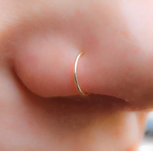Tiny Nose Ring Hoop 20 G Nose Piercings Hoop - 14K Gold Filled Nose Piercings hoop