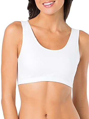 Fruit of the Loom Women's Built Up Tank Style Sports Bra, Black/White/White/Heather Grey 4-Pack, 34