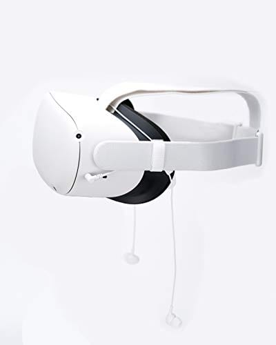 Amavasion VR Gaming Earphones for Oculus Quest 2 (3D 360 Degree Sound) Custom-Length Cable - Quest 2 White