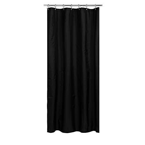 N&Y HOME Fabric Shower Stall Curtain or Liner 36 x 72 Inches - Hotel Quality, Machine Washable, Water Repellent - Black, 36x72
