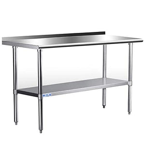 Hally Stainless Steel Table for Prep & Work 24 x 60 Inches, NSF Commercial Heavy Duty Table with Undershelf and Backsplash for Restaurant, Home and Hotel