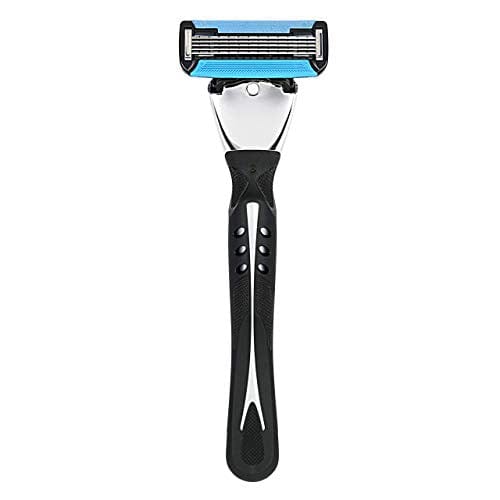 Amazon Brand - Solimo 5-Blade MotionSphere Razor for Men with Dual Lubrication and Precision Beard Trimmer, Handle & 2 Cartridges (Cartridges fit Solimo Razor Handles only)