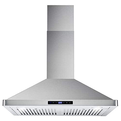 Cosmo 63175S 30 Inch 380 CFM Wall Mount Kitchen Range Hood with Soft Touch Digital Push Control and Energy Efficient LED Lighting, Stainless Steel