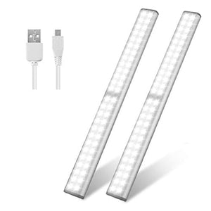 Led Closet Light, USB Rechargeable 52-LED Under-Cabinet Lighting, Wireless Motion Sensor Activated Night Light with Magnetic Strip for Closet, Cabinet, Wardrobe（2 Pack）