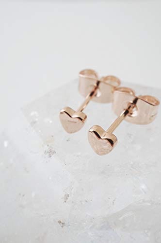 HONEYCAT Tiny Heart Stud Earrings in 18k Rose Gold Plated | Minimalist, Delicate Jewelry (RG)