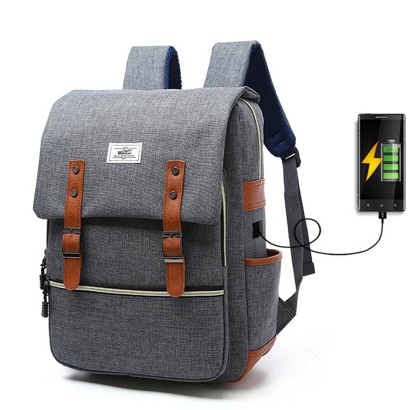 Fashion Travel Canvas Backpacks With USB Charging