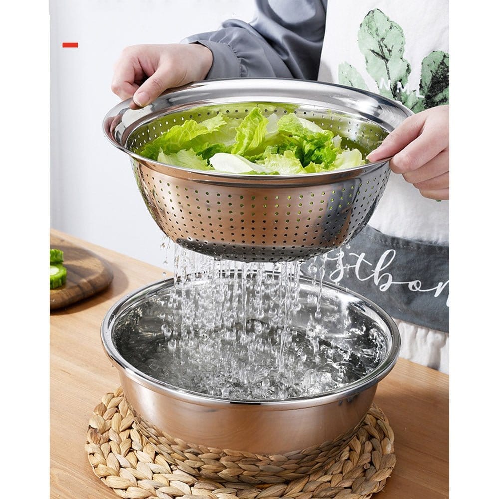 3PCS Multifunctional Stainless Steel Kitchen Graters Vegetable Slicer Vegetable Cutter Drain Basket Set Drain Basin for Fruit|Graters|