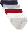 Amazon Essentials Women's Cotton Stretch Bikini Panty, 6-Pack Black, X-Small