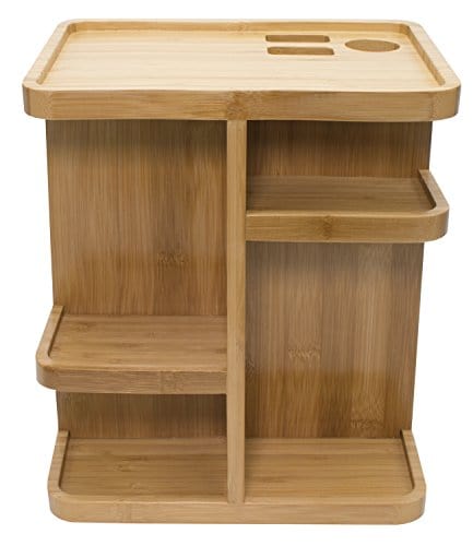Sorbus 360° Bamboo Cosmetic Organizer, Multi-Function Storage Carousel for Makeup, Toiletries, and More — Great for Vanity, Desk, Bathroom, Bedroom, Closet, Kitchen (Bamboo)