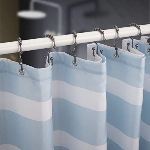 Titanker Shower Curtain Hooks Rings, Rust-Resistant Metal Double Glide Shower Hooks for Bathroom Shower Rods Curtains, Set of 12 Hooks - Bronze