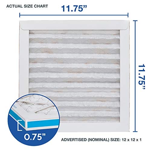 Aerostar Clean House 12x12x1 MERV 8 Pleated Air Filter Made in the USA Actual Size 11 3/4"x11 3/4"x3/4" 6 Pack,White