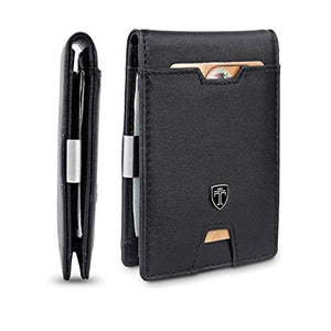 TRAVANDO Mens Slim Wallet with Money Clip AUSTIN RFID Blocking Bifold Credit Card Holder for Men with Gift Box (Black)