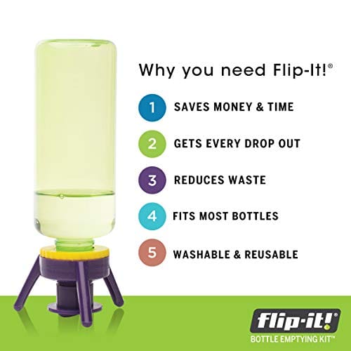 Flip-it! Bottle Emptying Kit - Deluxe - Flip Bottle Upside Down To Get Every Last Drop Out of Honey, Ketchup, Condiments and Beauty Products With Flip-It! | 6 pack - BPA Free - Dishwasher Safe