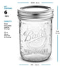 Ball Wide Mouth Mason Jars 16 oz [6 Pack] With mason jar lids and Bands, Ball mason jars 16 oz - For Canning, Fermenting, Pickling - Jar Decor - Microwave/Freeze/Dishwasher Safe + SEWANTA Jar Opener