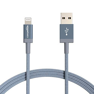 Amazon Basics Nylon USB-A to Lightning Cable Cord, MFi Certified Charger for Apple iPhone, iPad, Dark Gray, 6-Ft