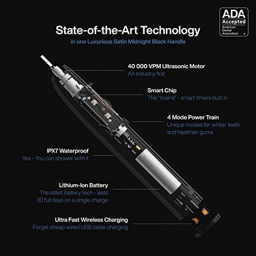 AquaSonic Black Series Ultra Whitening Toothbrush – ADA Accepted Electric Toothbrush - 8 Brush Heads & Travel Case