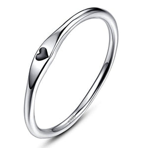 AVECON 925 Sterling Silver Simple Love Heart Design Eternity Birthday Band Ring for Women Size 5