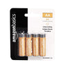 Amazon Basics 4 Pack AA High-Performance Alkaline Batteries, 10-Year Shelf Life, Easy to Open Value Pack