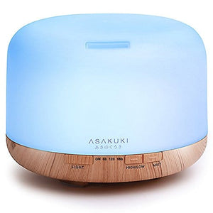 ASAKUKI 500ml Premium, Essential Oil Diffuser with Remote Control, 5 in 1 Ultrasonic Aromatherapy Fragrant Oil Humidifier Vaporizer, Timer and Auto-Off Safety Switch