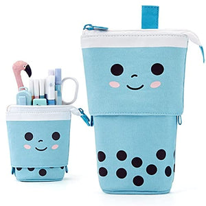 ANGOOBABY Cute Pencil Case Standing Pen Holder Telescopic Makeup Pouch Pop Up Cosmetics Bag Stationery Office Organizer Box