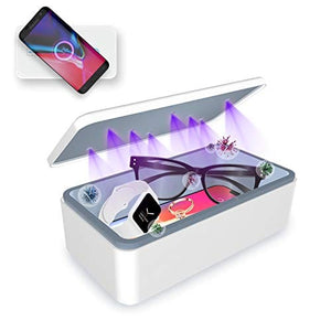 Cahot Fast UV Light Sanitizer Box , Portable Phone UVC Light Sanitizer with Extra Rack, Wireless Charging for Smart Phone, Deep UV Sterilizing Box for Cell Phone, Watches, Jewelry, Glasses