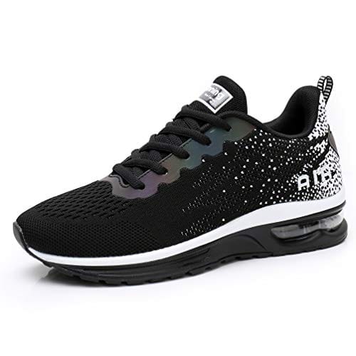RUMPRA Women Sneakers Lightweight Air Cushion Gym Fashion Shoes Breathable Walking Running Athletic Sport(B-Black,42)
