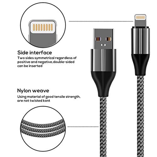 iPhone Charger Cable (3 Pack 10 Foot), [MFi Certified] 10 Feet Nylon Braided Lightning Cable, iPhone Charging Cord USB Cable Compatible with iPhone 11/Pro/X/Xs Max/XR/8 Plus /7 Plus/6/ iPad