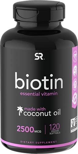 Biotin (2,500mcg) with Coconut Oil | Supports Healthy Hair, Skin & Nails in Biotin deficient Individuals | Non-GMO Verified & Vegan Certified